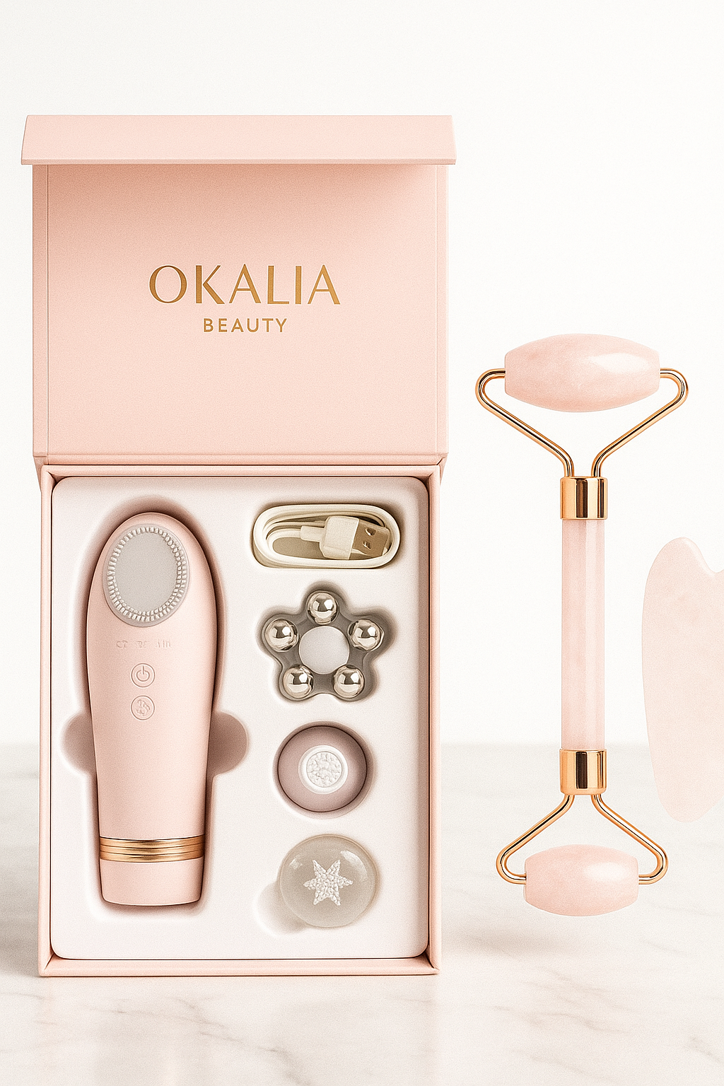 Natural jade roller set